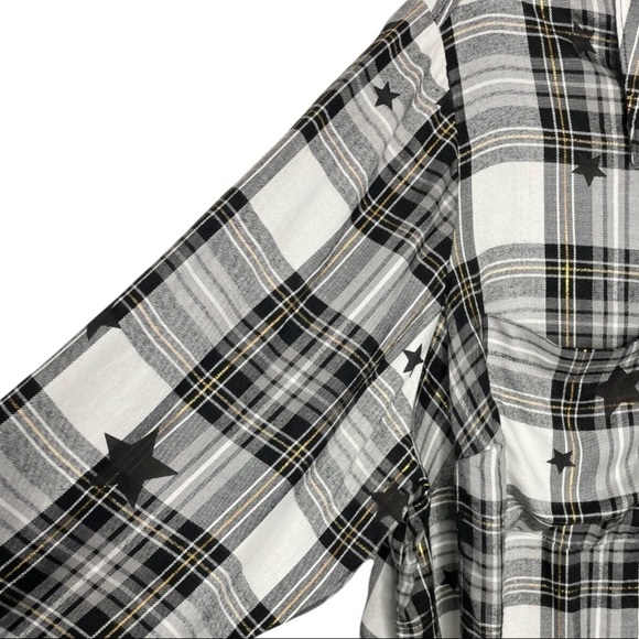 Lane Bryant No-Peek Button-Front Plaid Star Print Top Shirt NWT - Picture 7 of 13